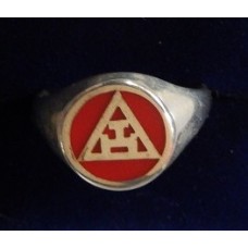 HKG ring zilver driehoek rood