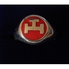 HKG ring zilver rood emaille